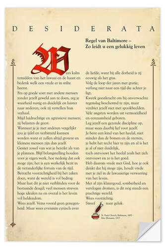 Selvklæbende plakat Desiderata (hollandsk) I