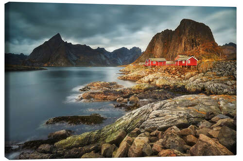 Canvas print Red huts in Lofoten, Norway