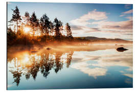 Aluminium print Misty morning at Storsjoen lake, Norway