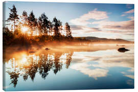 Tableau sur toile Matin brumeux au lac Storsjön, Norvège