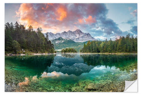 Wall sticker Sunrise at the Eibsee with Zugspitze