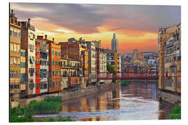 Magnettafel Bunte Girona-Skyline