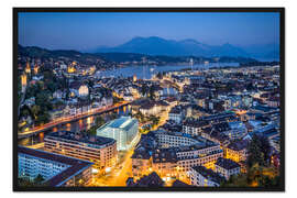 Gerahmter Kunstdruck Luzern bei Nacht