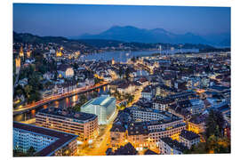 Hartschaumbild Luzern bei Nacht