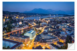 Selvklæbende plakat Lucerne om natten