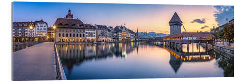 Gallery print Chapel Bridge in Lucerne in the evening