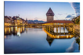 Tableau en aluminium Vieille ville de Lucerne avec le Kapellbrücke