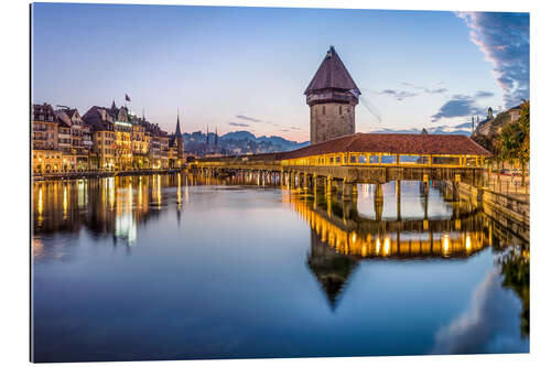 Galleritryk Gamle by Lucerne med kapelbro