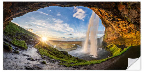 Wall sticker Seljalandfoss at sunset, Iceland