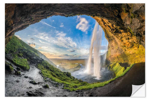 Sticker mural La cascade de Seljalandsfoss en Islande