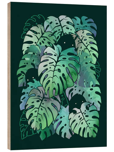 Holzbild Monstera Monster