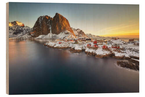 Wood print Hamnoy at sunrise