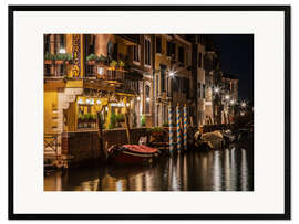 Framed art print Night walk in Venice