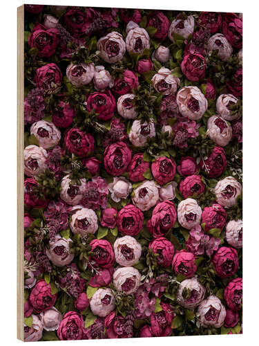 Tableau en bois Pivoines roses