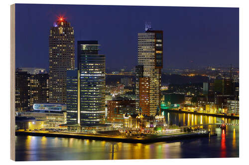 Holzbild Skyline Wilhelminapier Rotterdam