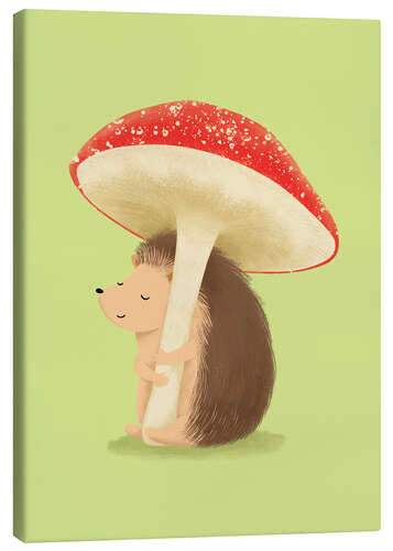 Canvas print Hedgehog with mushroom