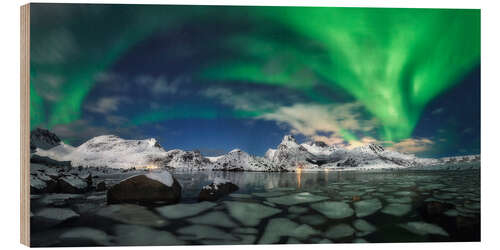 Hout print Aurora borealis, Lofoten