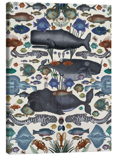 Tableau sur toile Baleines et poissons
