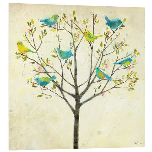 Foam board print Spring tree with birds