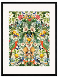 Gerahmter Kunstdruck Tropische Papageien