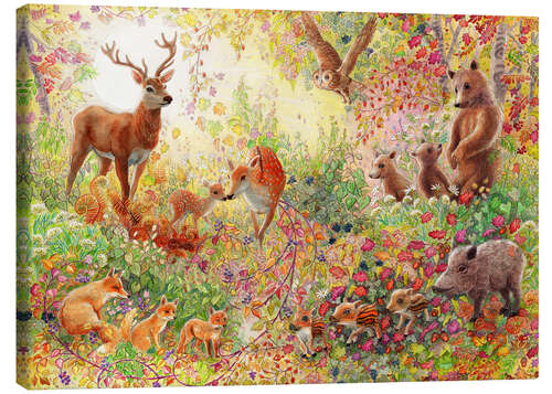 Canvas print Enchanted autumn forest with animals