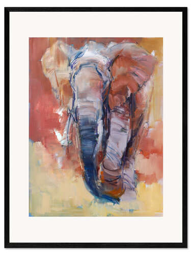 Inramat konsttryck Elefant