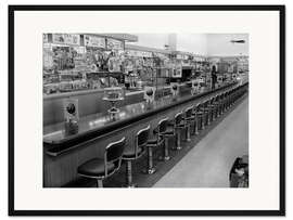 Gerahmter Kunstdruck Vintage Cafeteria Design