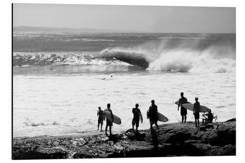 Alubild Surfer warten am Strand