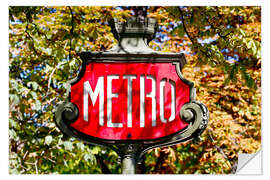 Autocolante decorativo Sinal metro, em, paris, frança