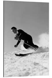 Aluminium print Vintage skier on the descent