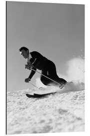 Magnettafel Vintage-Skifahrer auf der Piste