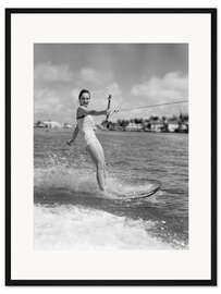 Gerahmter Kunstdruck Wasserski in den 50ern
