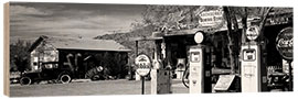 Holzbild Tankstelle on der Route 66, Hackenberry, USA