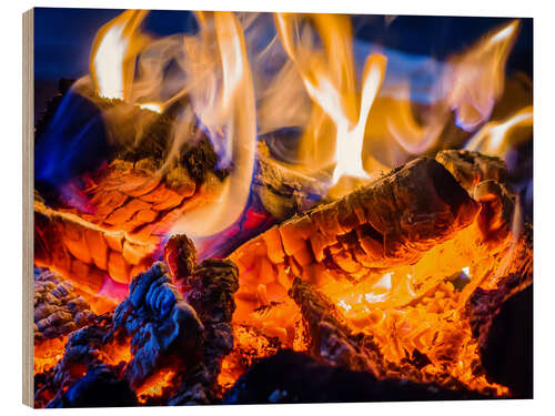 Tableau en bois Feu crépitant