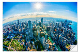 Selvklæbende plakat View of Chicago on Lake Michigan, USA