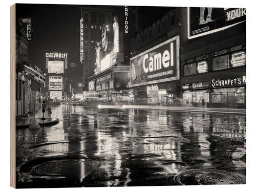 Stampa su legno Pioggia a Times Square a New York