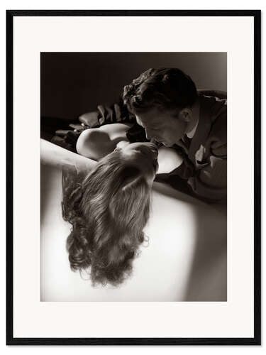 Gerahmter Kunstdruck Vintage Kuss