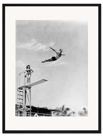 Gerahmter Kunstdruck Vintage Turmspringer