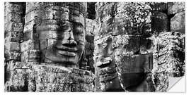 Selvklæbende plakat Stone ansigter i Bayon Temple, Cambodja