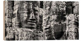 Hout print Steengezichten in Bayon-Tempel, Kambodja