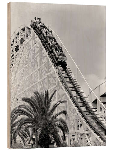 Wood print Vintage roller coaster