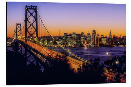 Aluminium print Oakland Bay Bridge at sunset, California