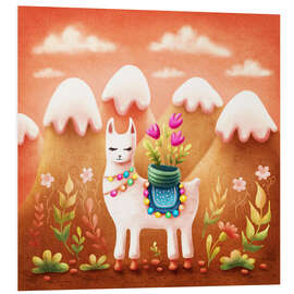 Foam board print Llama with flowers