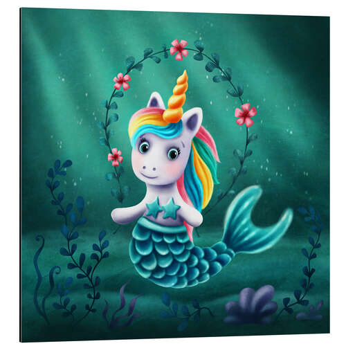 Aluminium print Little mermaid unicorn