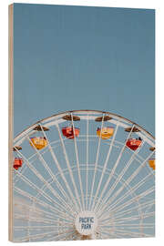 Wood print Ferris wheel at Pacific Park in Santa Monica, California