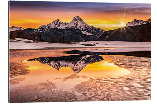 Tableau en plexi-alu Lever de soleil à Berchtesgaden