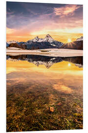 Foam board print Watzmann reflection in the sunset