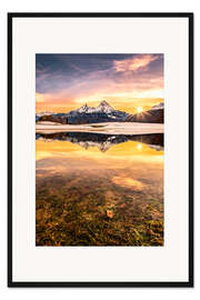 Gerahmter Kunstdruck Watzmann Spiegelung im Sonnenuntergang