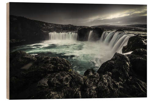 Holzbild Godafoss-Wasserfall in Island