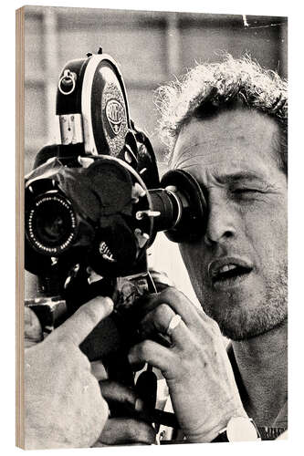 Stampa su legno Paul Newman con cinepresa